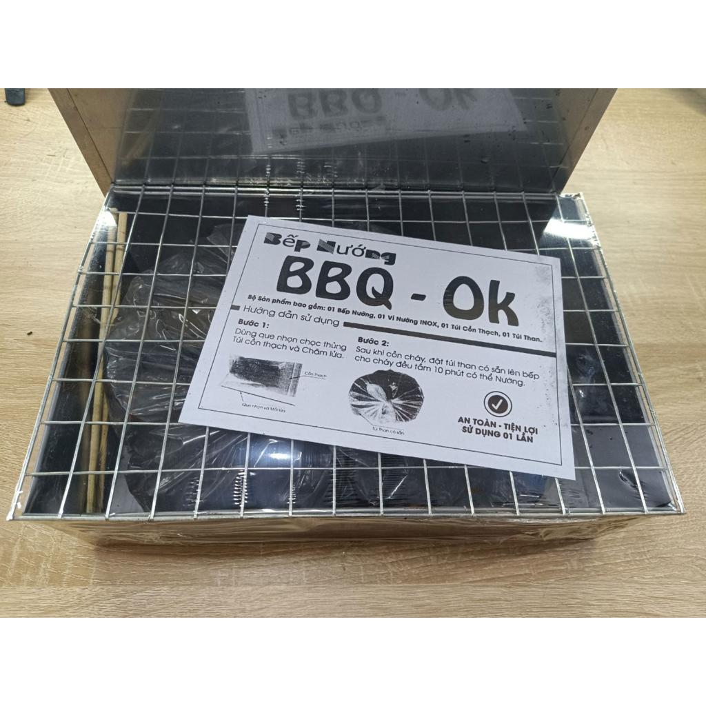 Bếp Nướng Than Hoa BBQ 31x21x9cm Tặng Kèm Túi Than Và Cồn