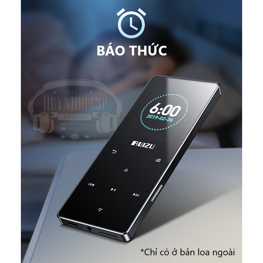 Quà Tặng Kèm - Máy Nghe Nhạc MP3 Bluetooth 5.0 Hifi Lossless RUIZU D28 Bộ Nhớ Trong 8GB - Bản Nâng Cấp Của Ruizu D01, D02, D11, D15 - Hàng Chính Hãng