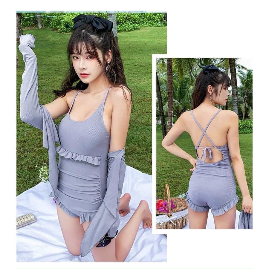 Sét bikini hàng cao cấp có áo khoác ngoài mặc 2 kiểu, bộ đồ bơi nữ có đệm ngực