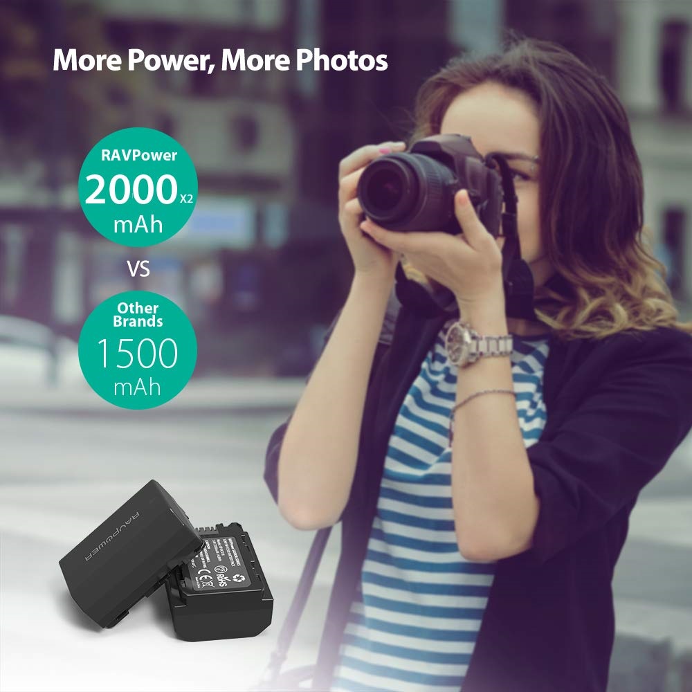 Bộ 2 Pin Và Sạc Kép RAVPower Cho Sony FZ100 A9 A7III A7RIII A6600 - Hàng Nhập Khẩu