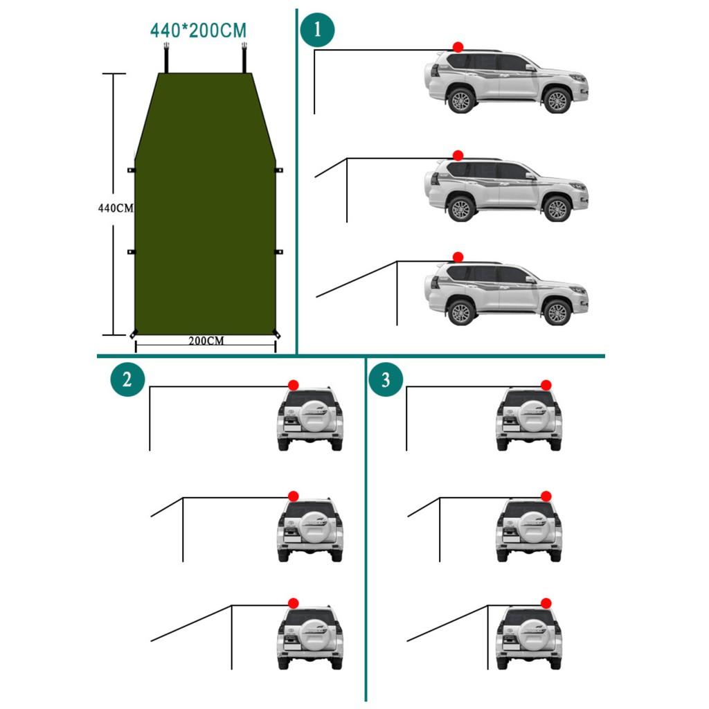 Bạt Mái Che Ô Tô, Đổ xe Picnic cao cấp SunWind 4,4x2m big size