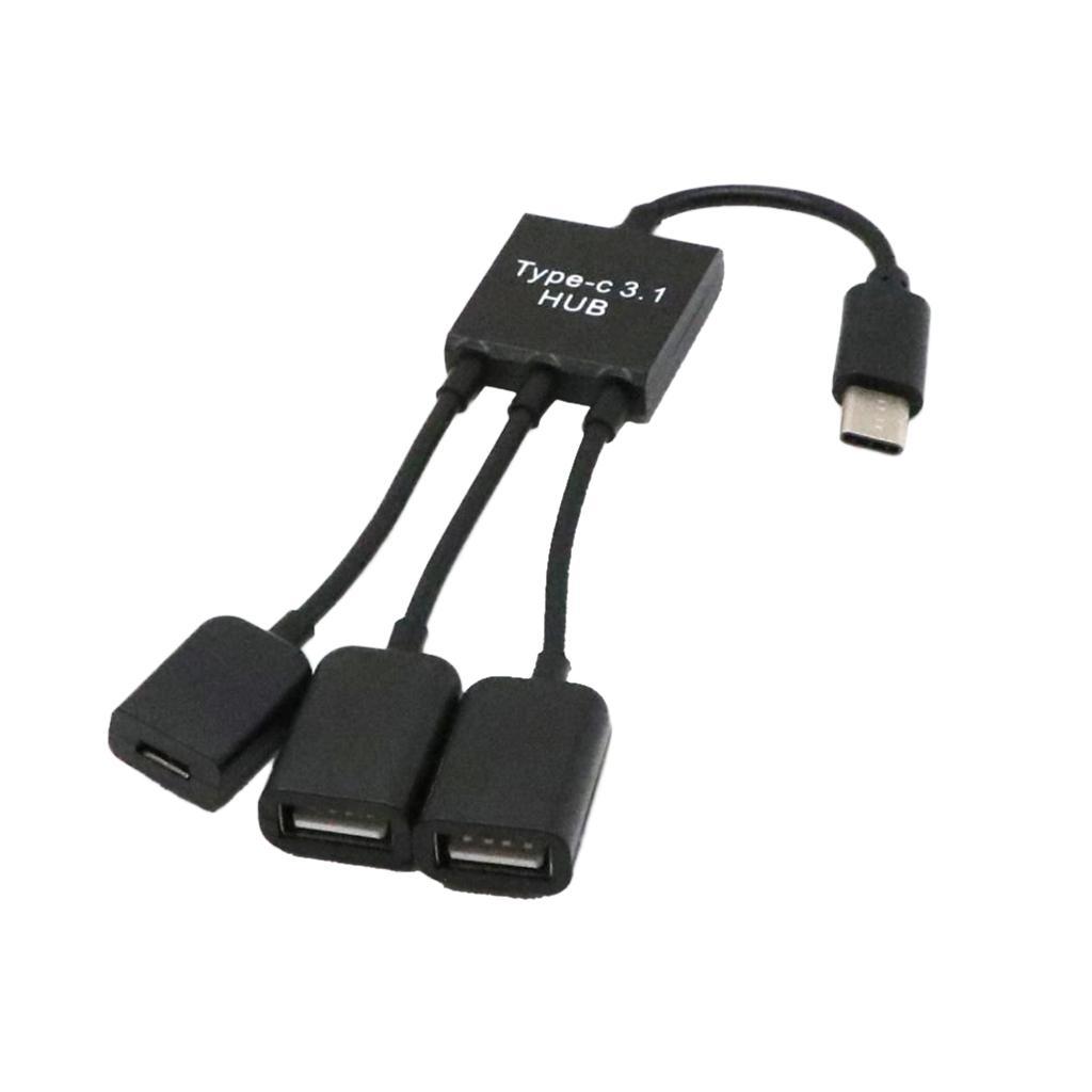 3 in 1 3 Port USB 3.1 Type C Hub Adapter to 2 Port USB and 1 Micro USB Port
