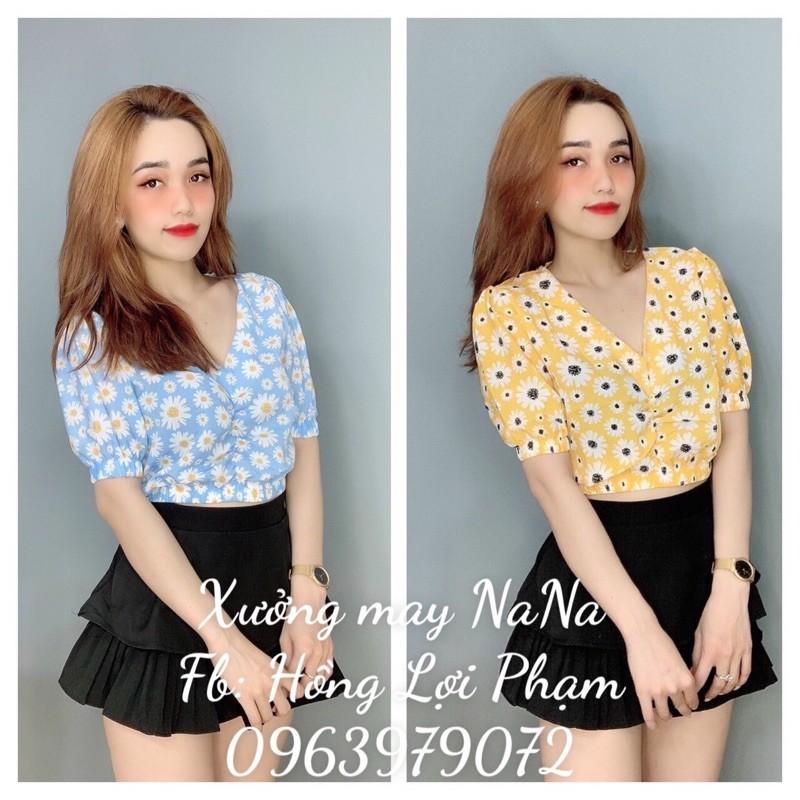 Áo kiểu tay phồng hoa nhí dễ thương