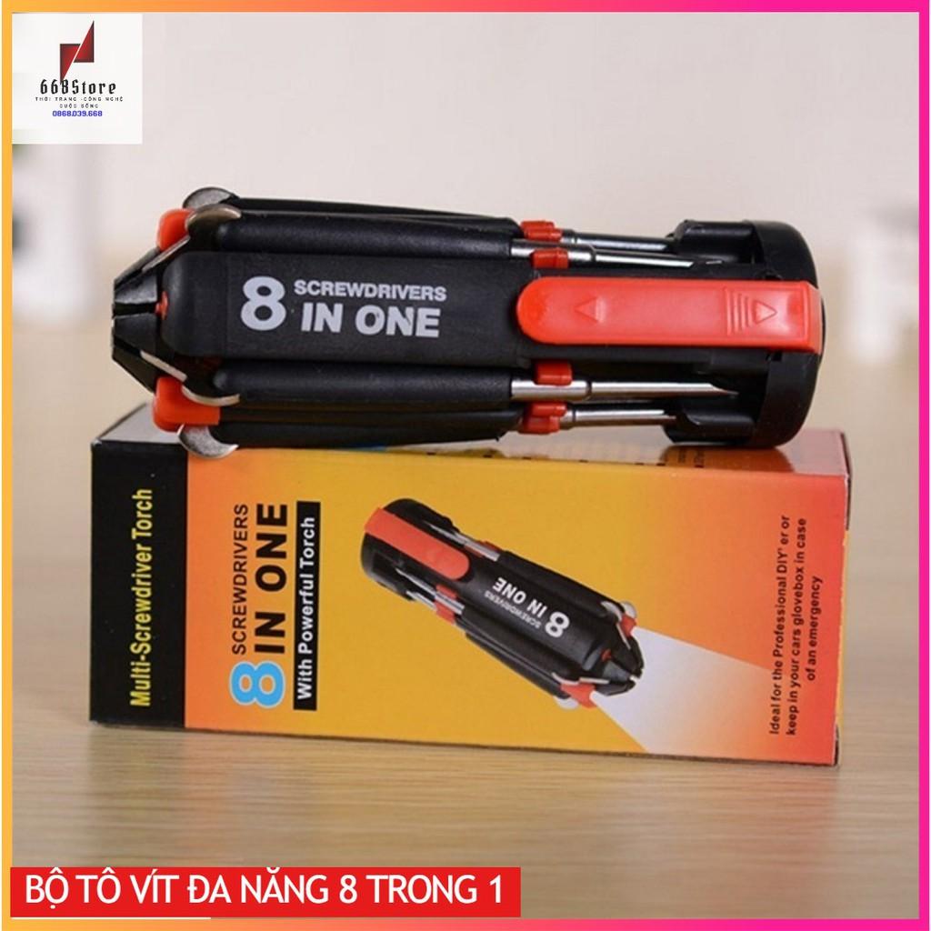 Bộ tô vít đa năng 8 trong 1, Có khe lắp pin để sử dụng đèn, đơn giản dễ sử dụng