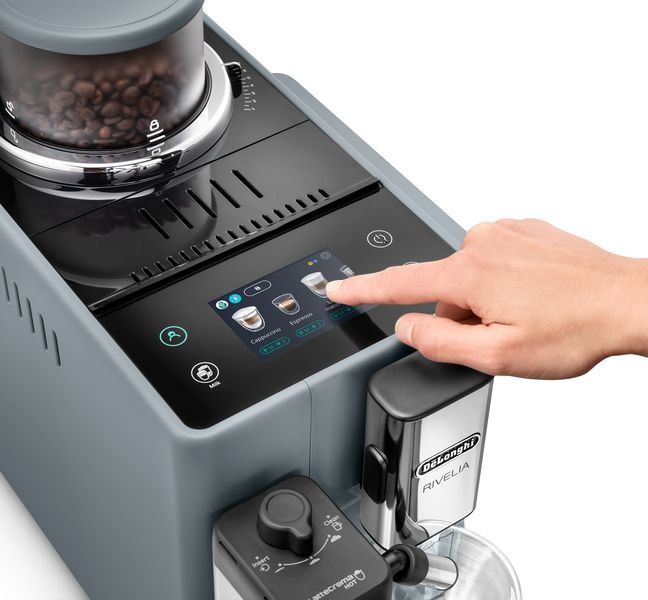 Máy pha cà phê tự động DeLonghi Rivelia EXAM440.55.G – 2 Bình Hạt, Màn Hình Cảm Ứng – Hàng Chính Hãng