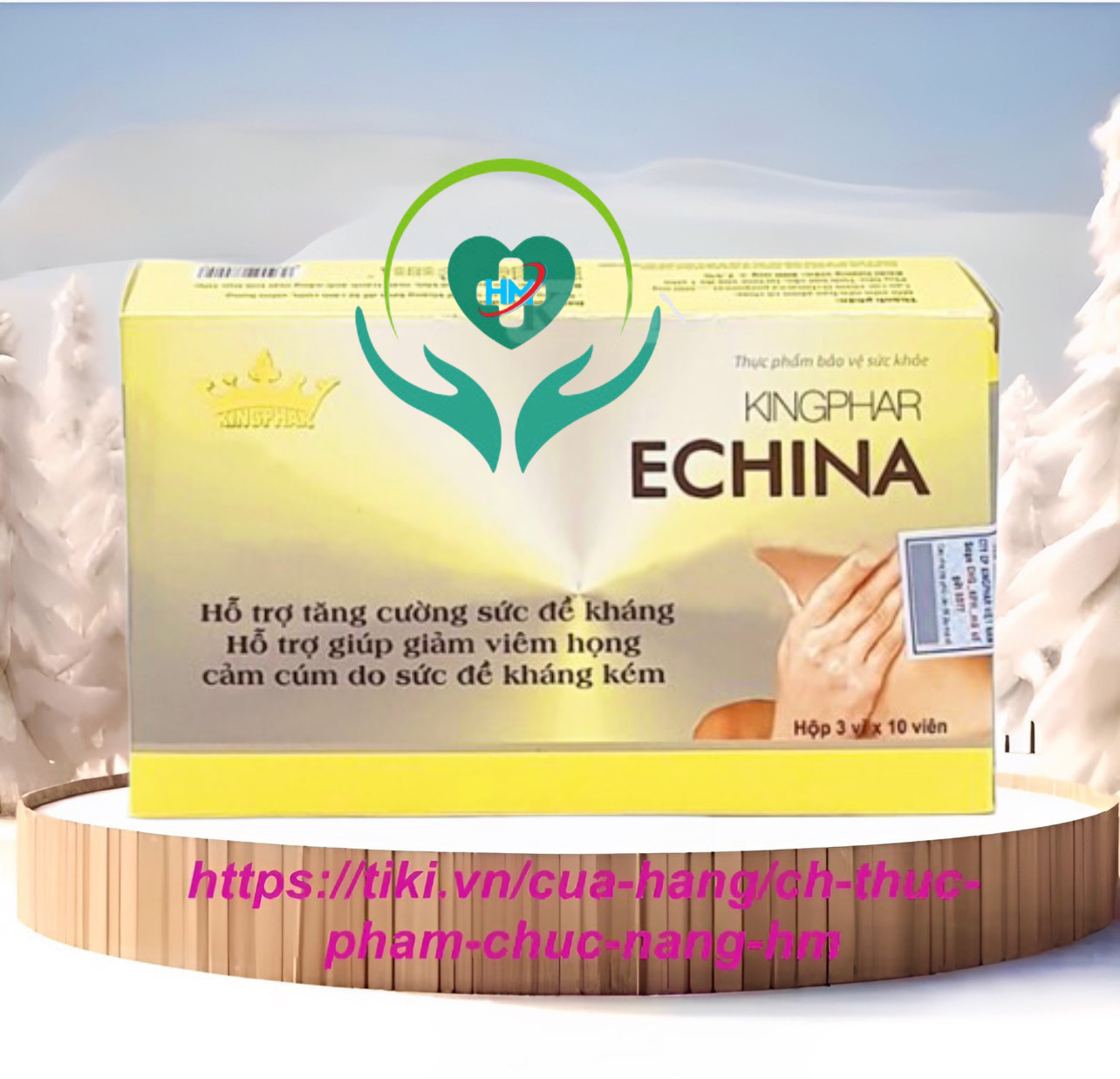 Viên uống Kingphar ECHINA - Hộp 30v – Tăng cường miễn dịch, giảm ho, cảm cúm