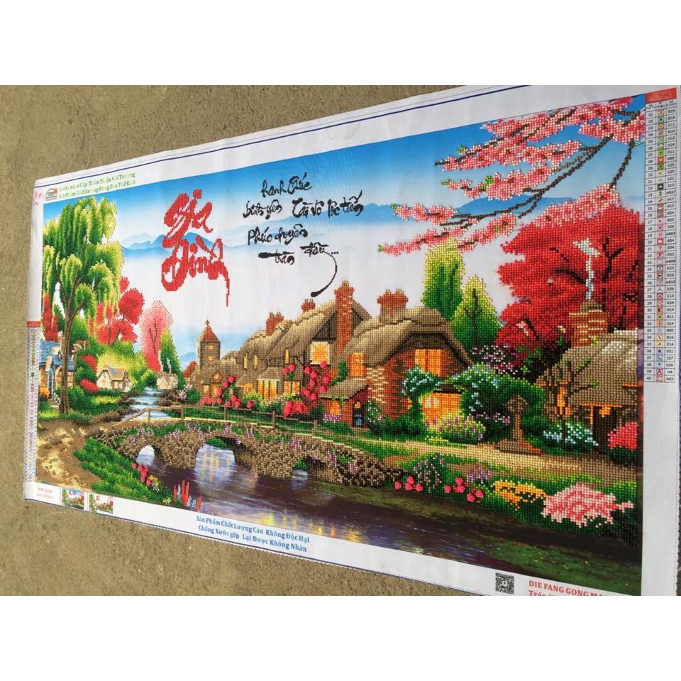Tranh Đính Đá GIA ĐÌNH HẠNH PHÚC . Kích Thước: 1m1 x 61cm