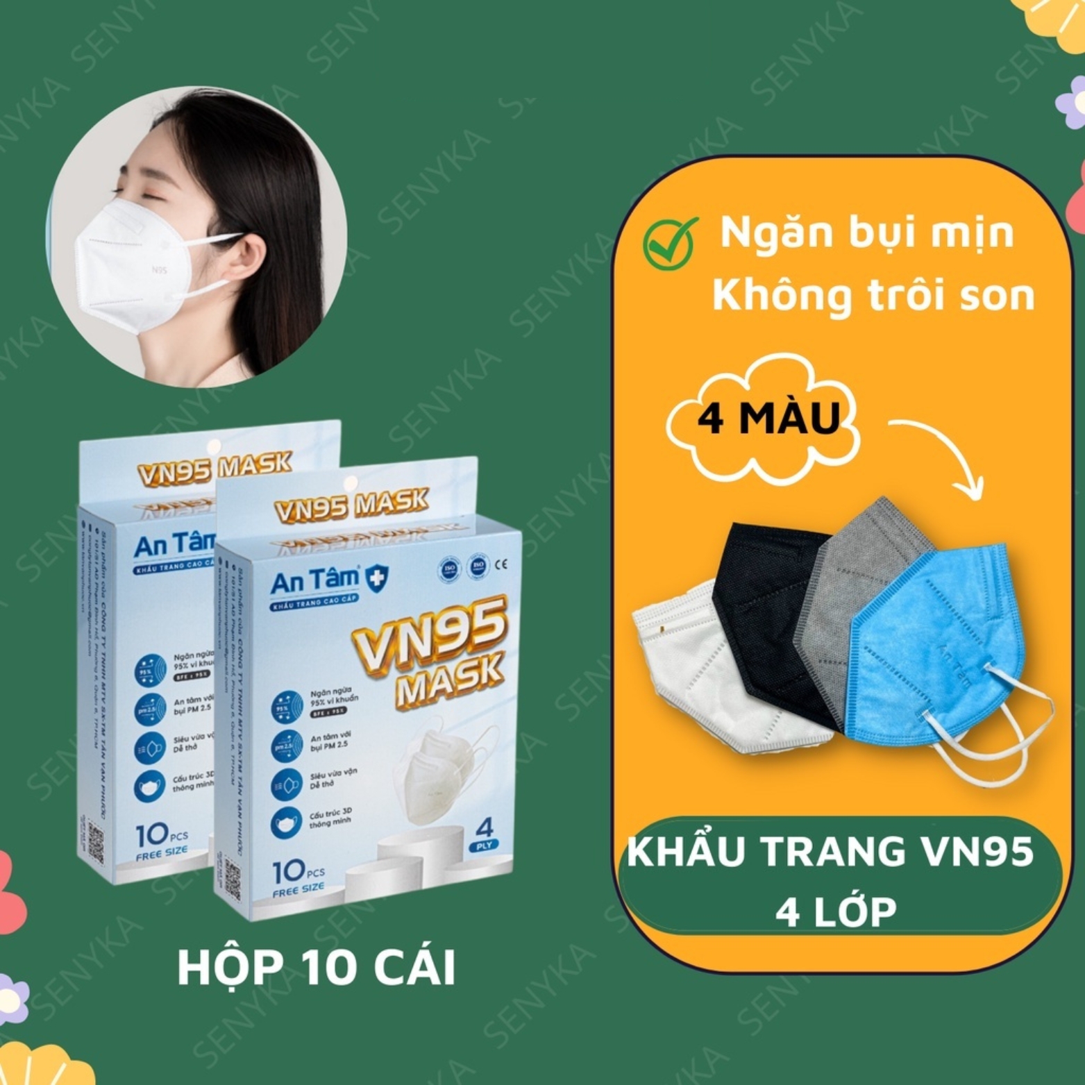 Khẩu trang y tế n95 kháng khuẩn 4 lớp vn95 hộp 10 cái An Tâm_ATVN95O