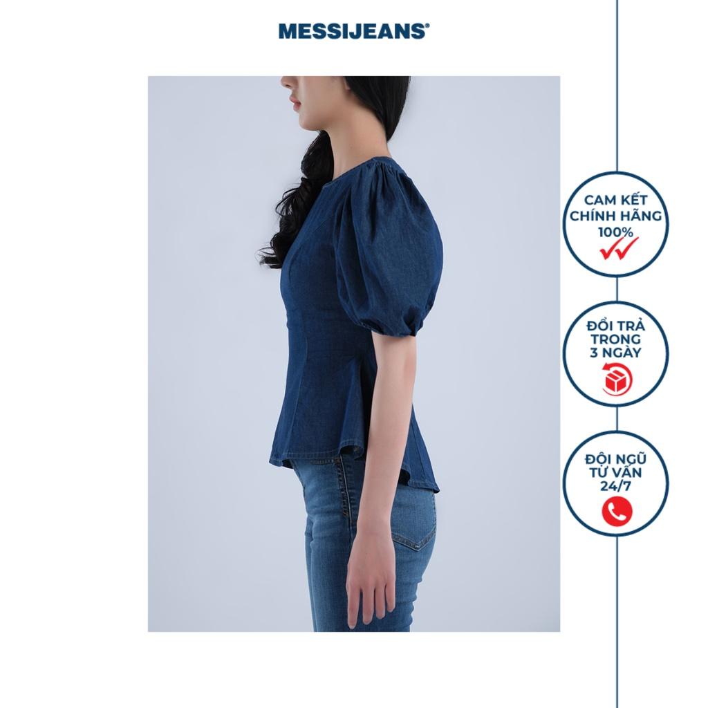 Áo kiểu nữ jeans tay phồng MESSI WJF0163-21