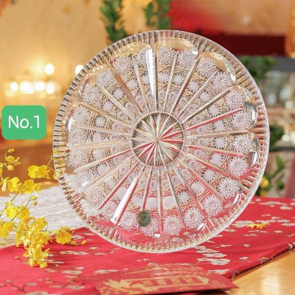 ĐĨA PHA LÊ BOHEMIA HOA VĂN MÀI 34CM Hàng chính hãng