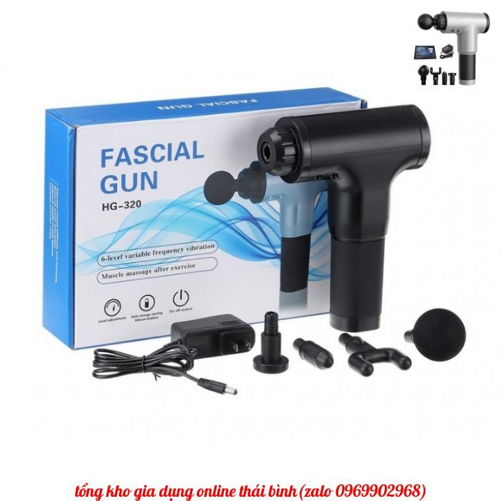 Máy Massage 6 Chế Độ  4 Đầu Fascial Gun Trị Nhức Mỏi Vai Gáy,Đau Giãn Căng Cơ.....