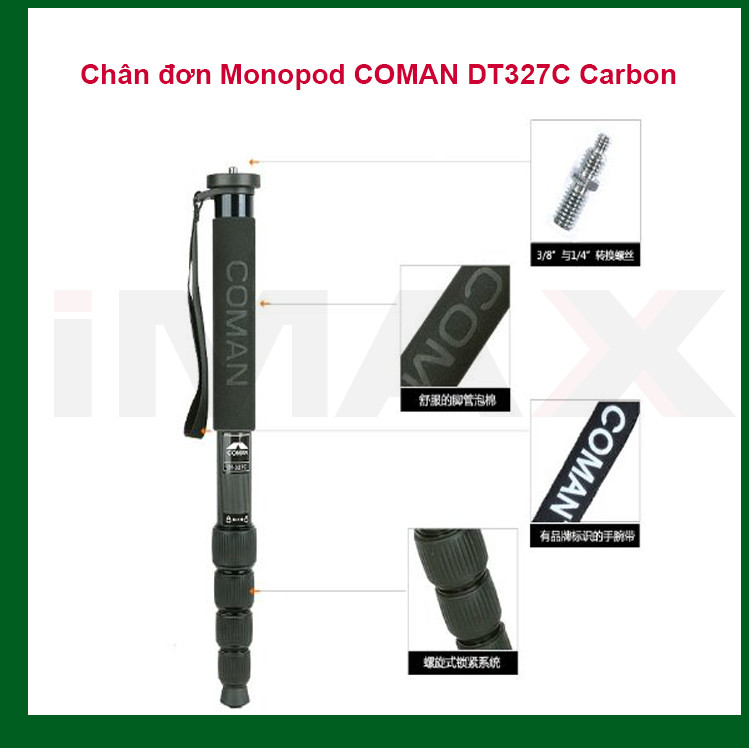 CHÂN ĐƠN MONOPOD COMAN DT327C CARBON - HÀNG CHÍNH HÃNG