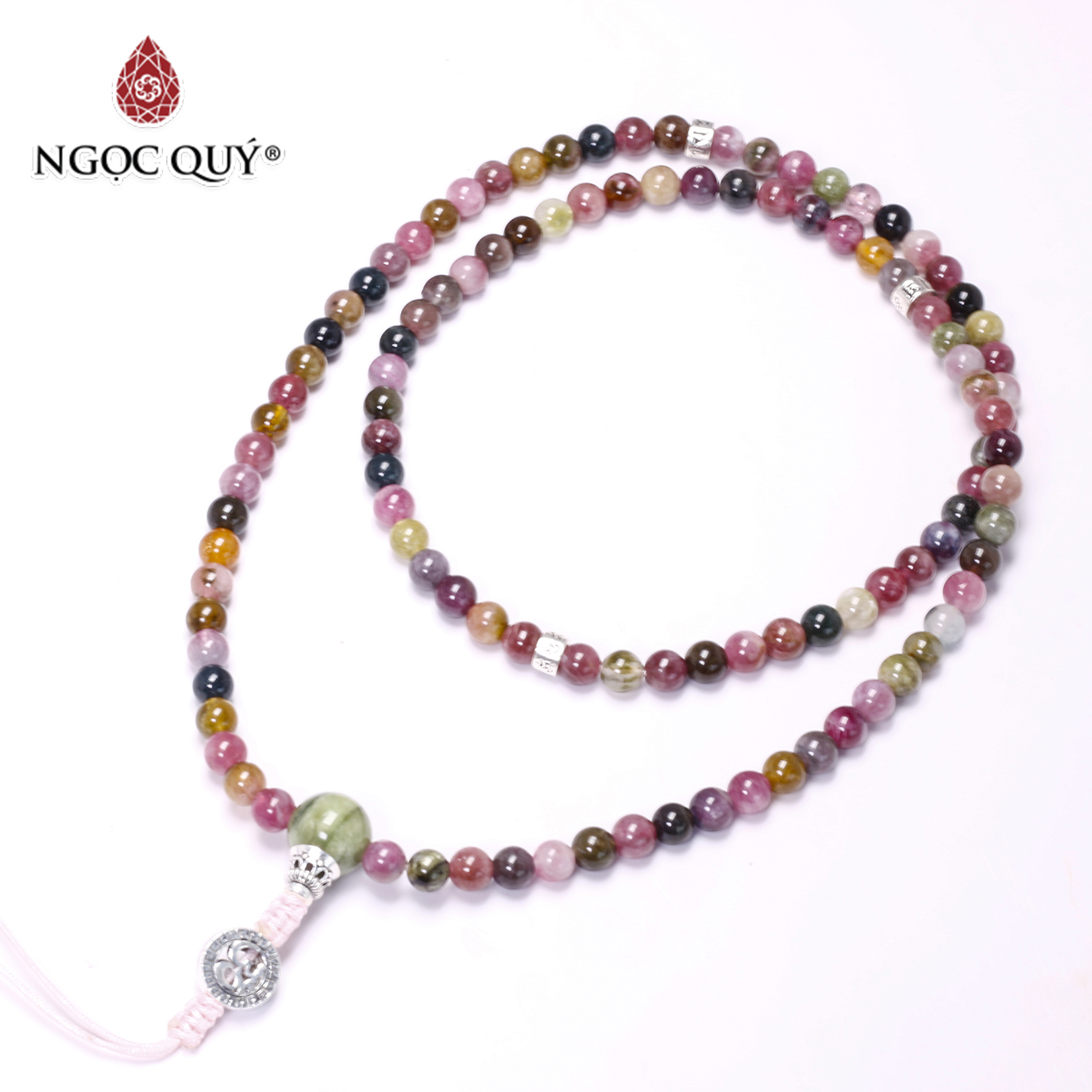Chuỗi 108 hạt tourmaline đa sắc - Ngọc Quý Gemstones