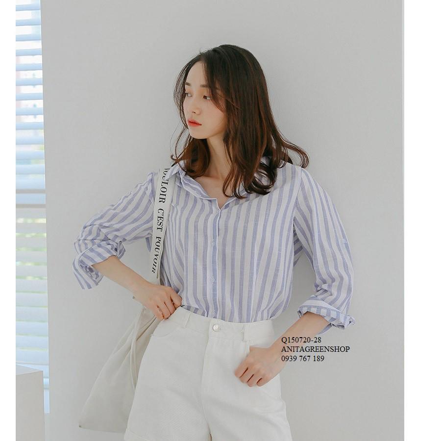 Q150720 ÁO SƠ MI SỌC XANH