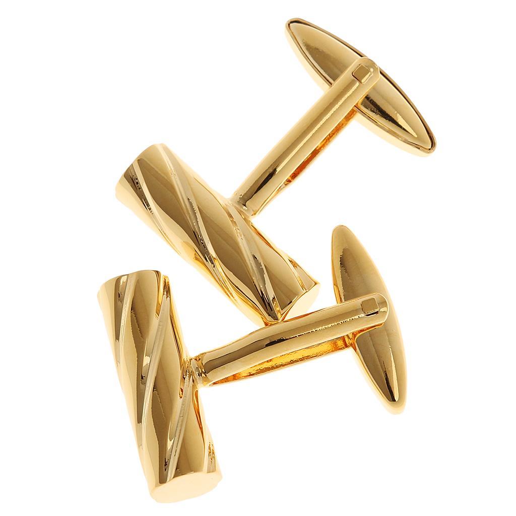 Men's Formal Dress Cylinder Incline Spiral Shape Shirt links Gold