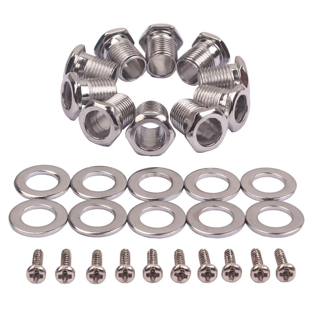 Sunnimix 10 Bộ Lục Giác Ren Bushing Ferrules Cho Hộp Đàn Guitar Chỉnh PEG Bắt Sóng Máy Đầu DIY