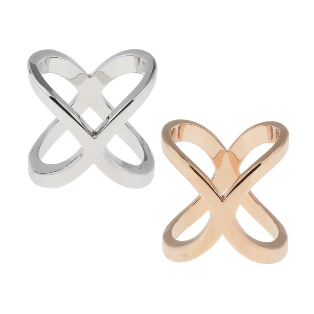 2pcs Cross Hollow Design Scarf Buckle Rings Clips for Woman Girls Jewelry