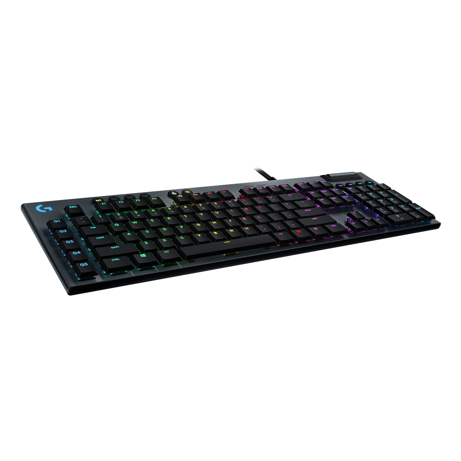 Bàn phím game cơ học RGB Logitech G813 - 3 loại switch cấu hình thấp, cổng USB 2.0, 5 nút lập trình, media chuyên biệt, RGB Lightsync - Clicky Switch - Hàng chính hãng