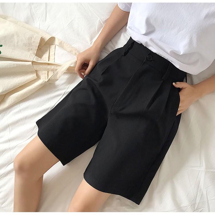  Quần short ống rộng CERA-Y Unisex Nam - Nữ màu Đen Bigsize CRQ023