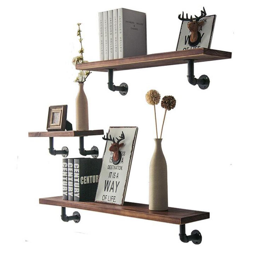 Industrial Pipe Bracket Heavy Duty Iron Wall Storage Shelf Rack Coffee