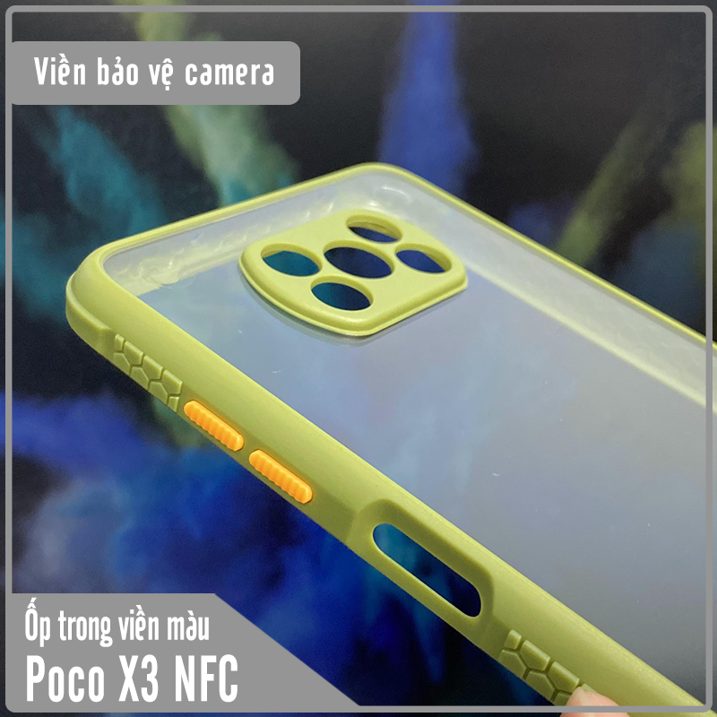 Ốp lưng cho Xiaomi Poco X3 NFC trong viền màu che camera 4 Gốc chống sốc
