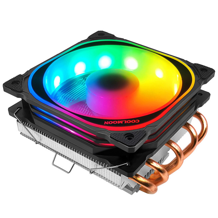 Quạt tản nhiệt CPU Coolmoon T500 Led RGB đảo màu tự động, 5 ống đồng tản nhiệt - Hàng nhập khẩu