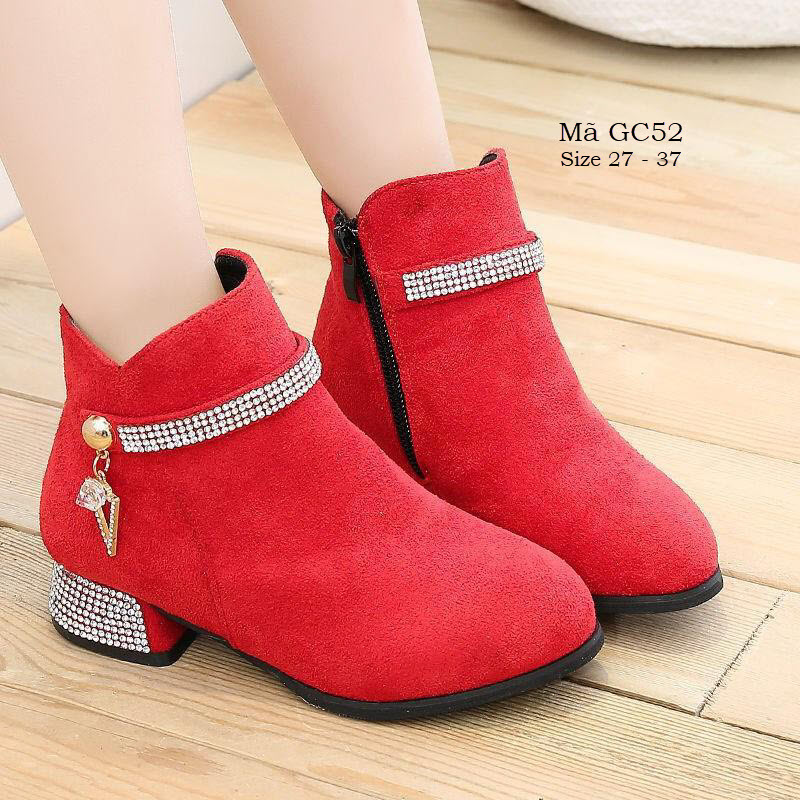 Giày boot bé gái cao gót phong cách Hàn Quốc cao 3cm phối màu độc đáo GC52