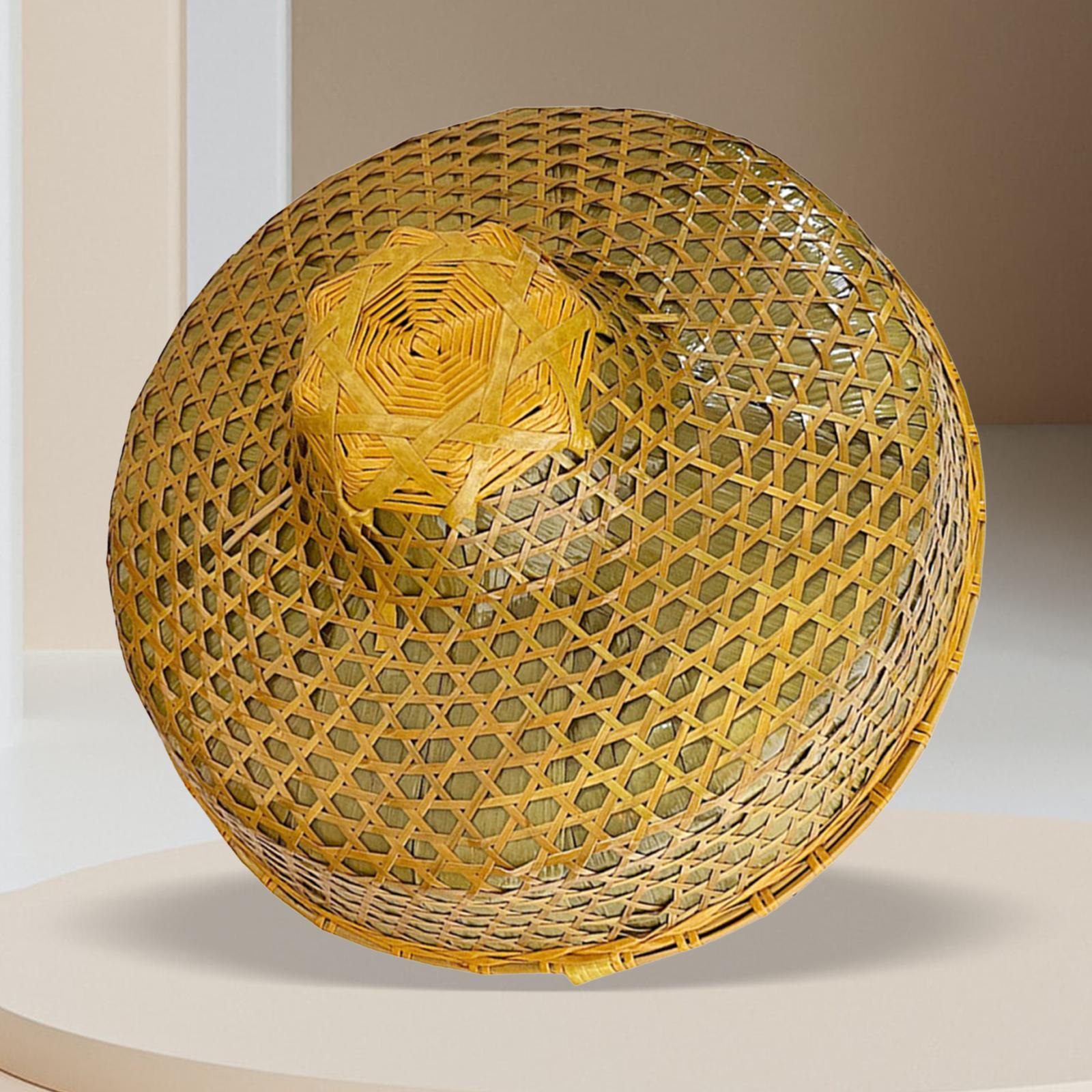 Bamboo Braided Hat Handicraft Rainproof Fishing Hat for Farming Beach Summer