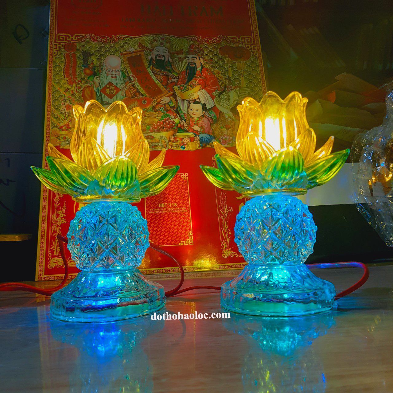 Cặp đèn Pha Lê Hoa Sen 20cm