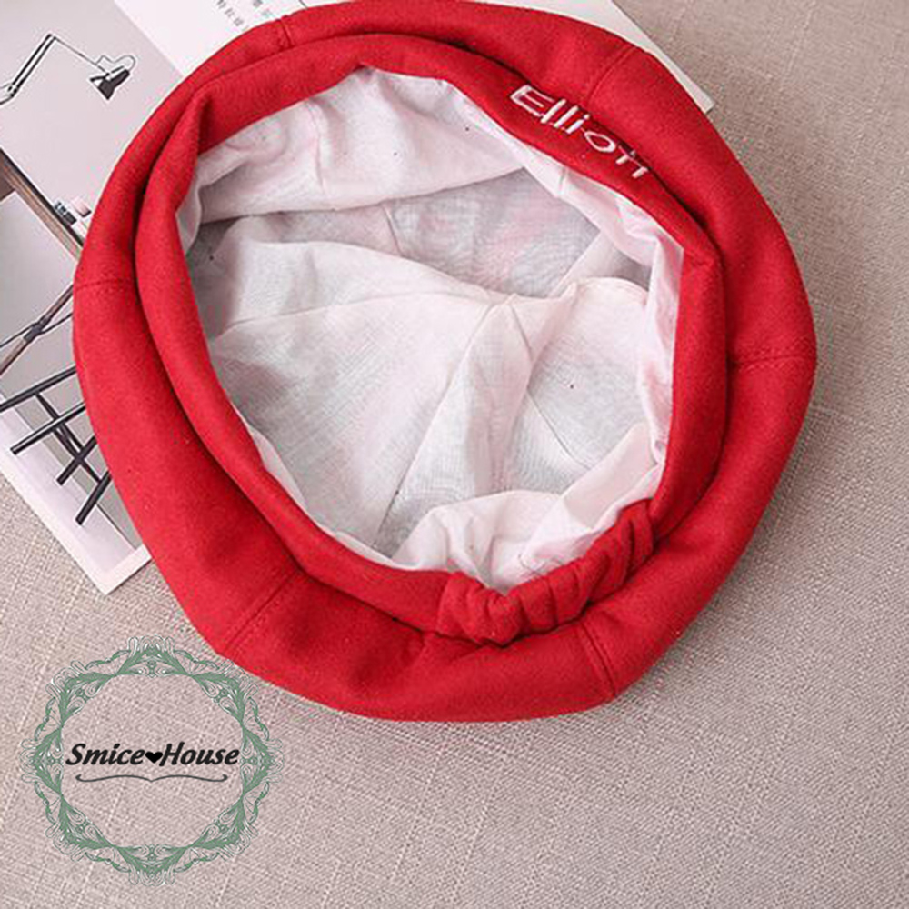 Nón beret thời trang nam nữ mũ nồi thêu chữ Elioti kiểu bí ngô vải da lộn độc đáo kiểu thần tượng Kpop - Smice House