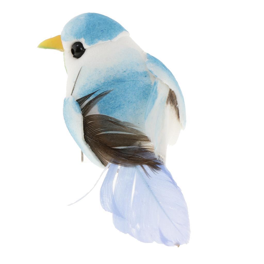 6Pieces Artificial Feather Robin Bird Christmas Tree Home Decoration Craft