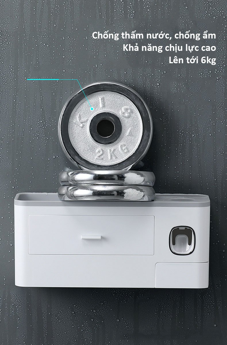 Bộ Nhả Kem Đánh Răng Tự Động - Có Kệ Để Đồ + Kệ Treo Bàn Chải Đánh Răng - - Hàng Chính Hãng.