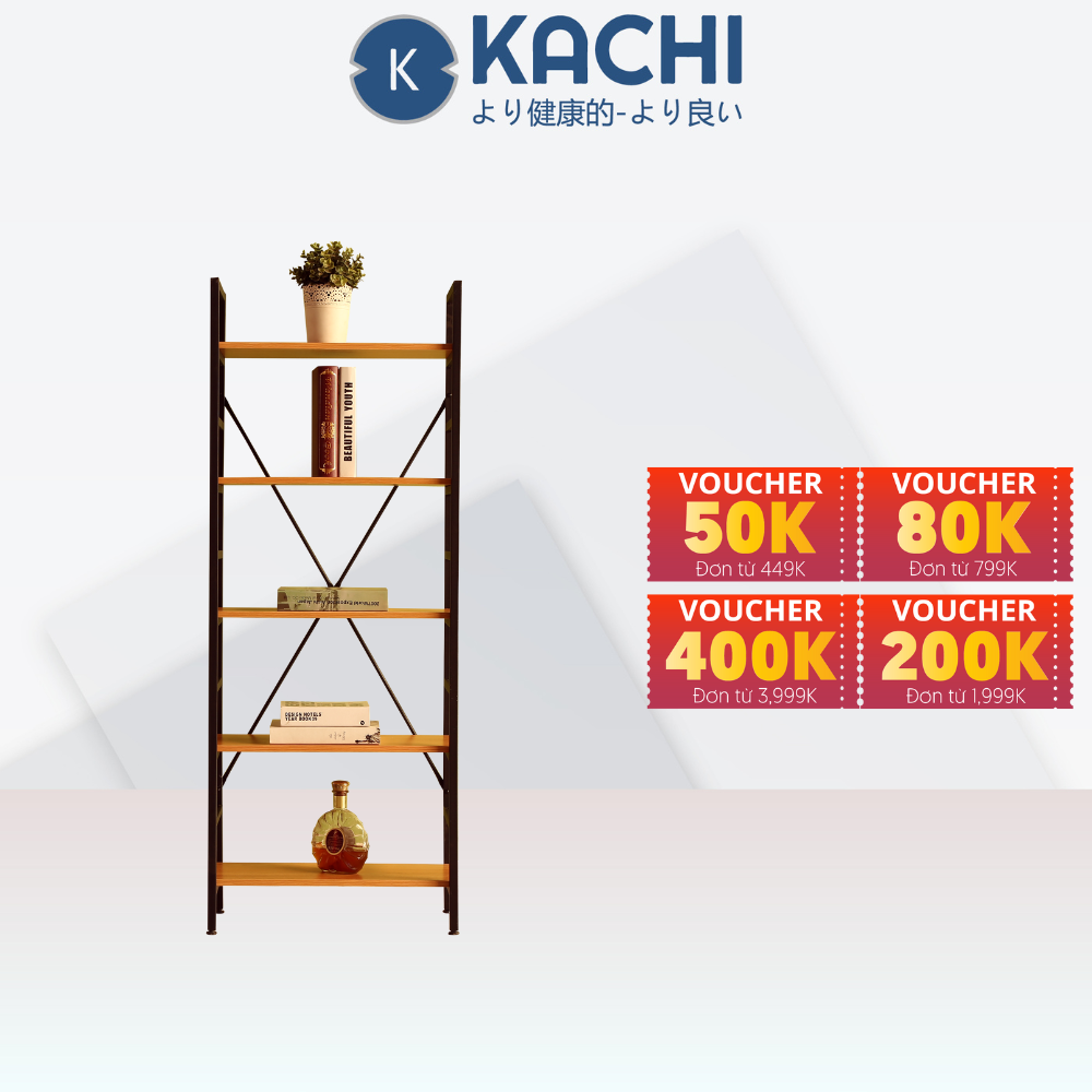 Kệ Gỗ Chân Sắt 5 Tầng Kachi MK245 (60 × 156.5CM)