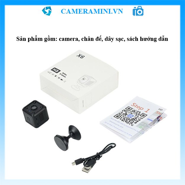 Camera mini wifi X6 fullHD 1080p giám sát, an ninh, hồng ngoại quay ban đêm, pin 3 giờ, siêu nhỏ không dây