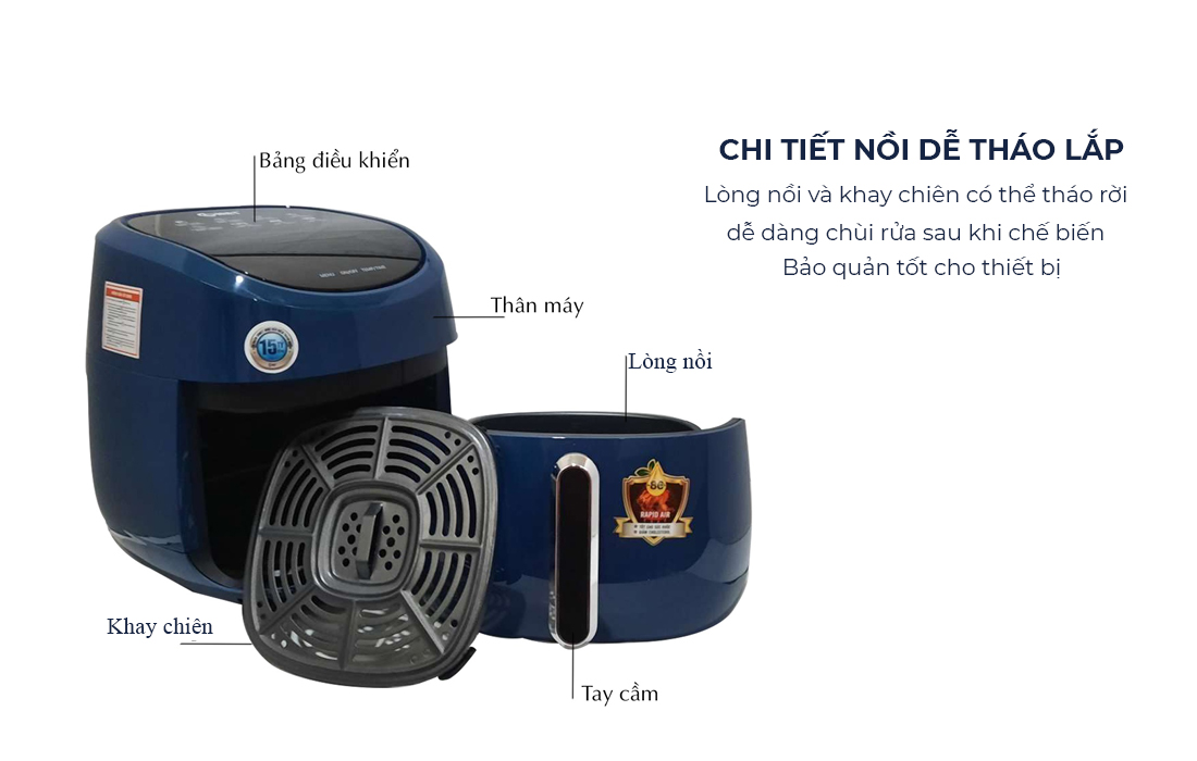 Nồi chiên không dầu COMET CM6838 (4Lit) - HÀNG CHÍNH HÃNG NHẬT KHẨU