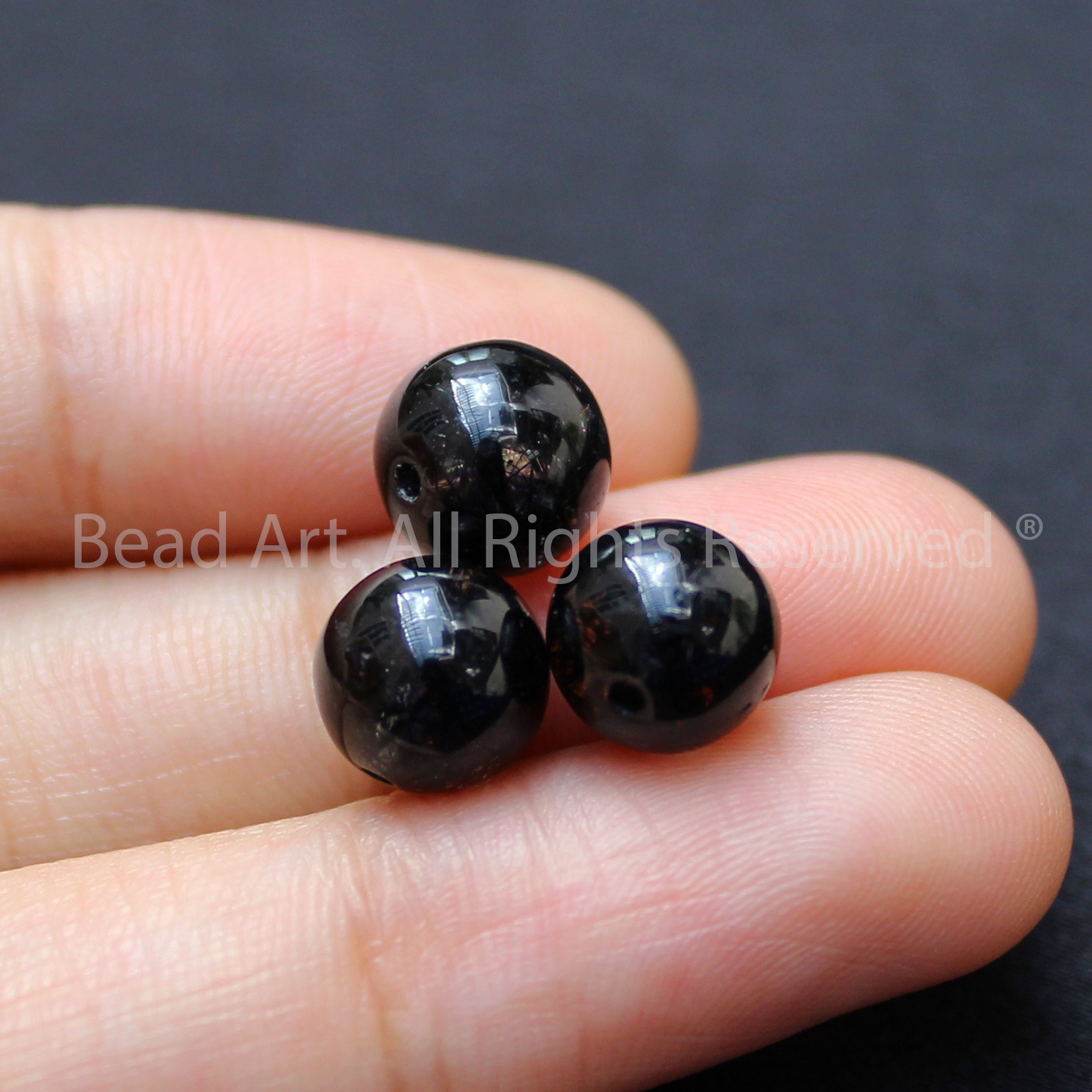 [1 Hạt] 8MM Đá Thạch Anh Tóc Đen Tự Nhiên, Black Rutilated Quartz Loại AAA, Phối Vòng Tay Phong Thuỷ, Chuỗi Hạt, Trang Sức, Hợp Mệnh Thủy, Mộc - Bead Art