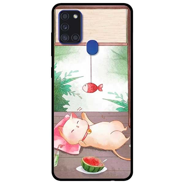Ốp lưng dành cho Samsung Galaxy A21s mẫu Mèo Và Điện Thoại
