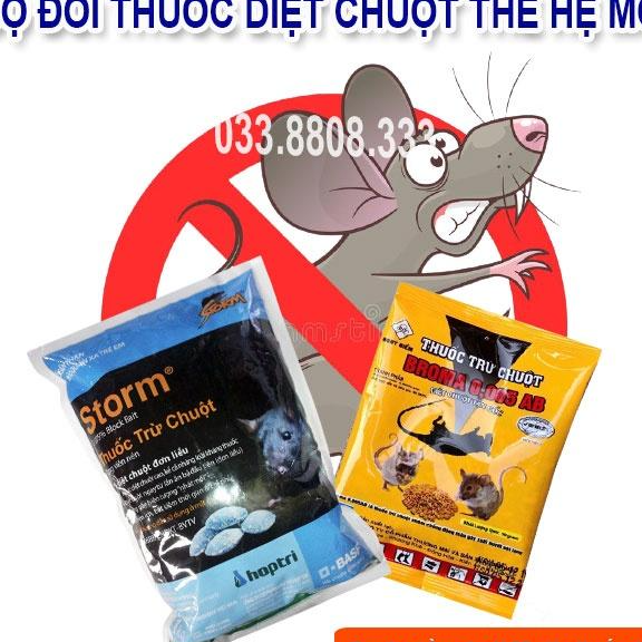 BỘ ĐÔI DIỆT CHUỘT THẾ HỆ MỚI GỒM KẸO CHUỘT VÀ THÓC CHUỘT BROMA 50G