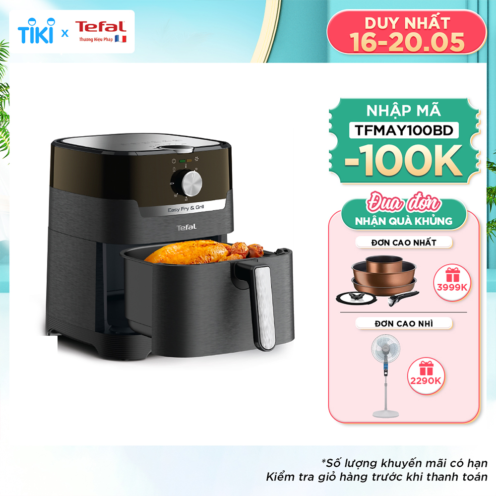 Nồi chiên, nướng không dầu cơ Tefal 2 trong 1 EY501815, Dung tích lòng nồi 4.6L / sử dụng 4.2L /1.2kg- Hàng chính hãng