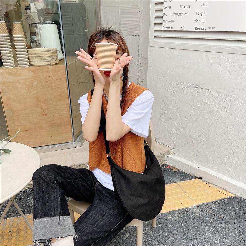 Túi đeo chéo nữ, Túi tote thời trang vải canvas giá rẻ phong cách Hàn Quốc ngăn rộng đựng đồ du lịch đi chơi TUITOTE3