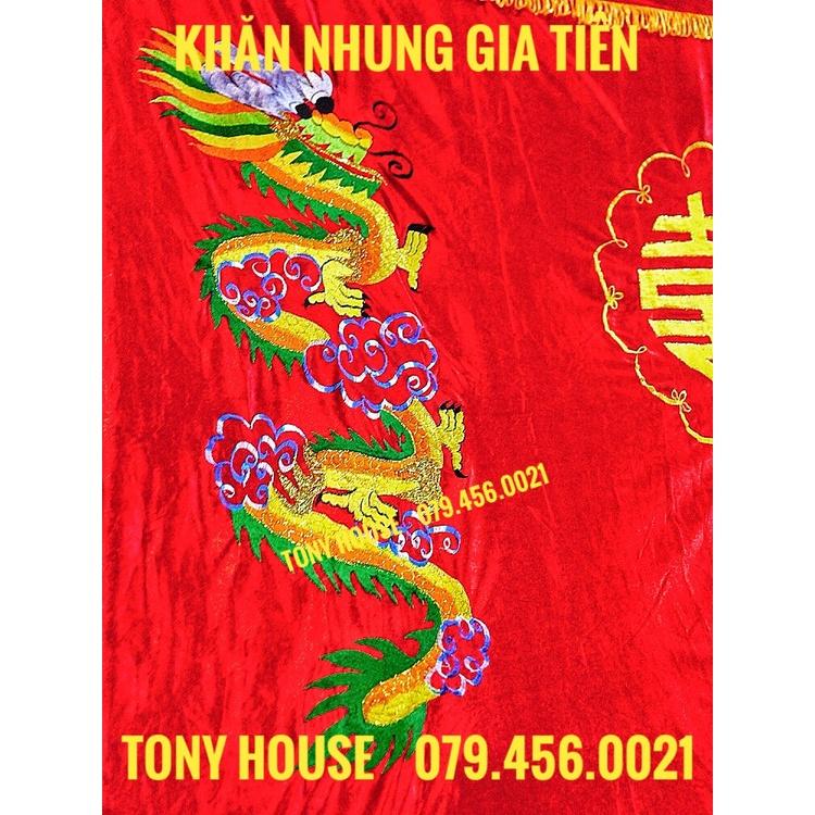 Khăn nhung thêu rồng phượng trang trí bàn thờ gia tiên cao cấp - TONY HOUSE