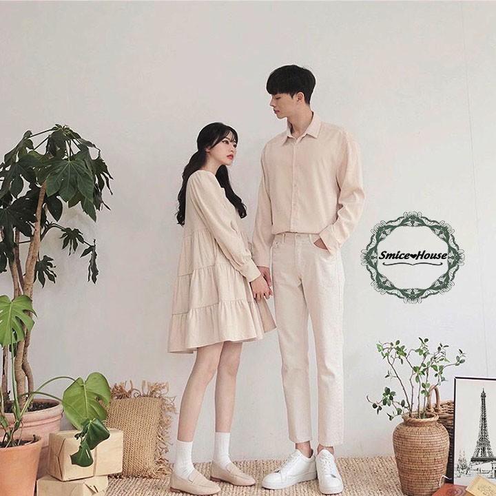 SET ÁO VÁY ĐÔI NAM NỮ CHỤP HÌNH CƯỚI MÀU TRẮNG PHONG CÁCH HÀN QUỐC