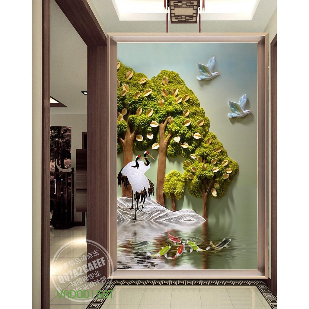 Tranh Treo Tường Con Hạc Và Cây Nghệ Thuật