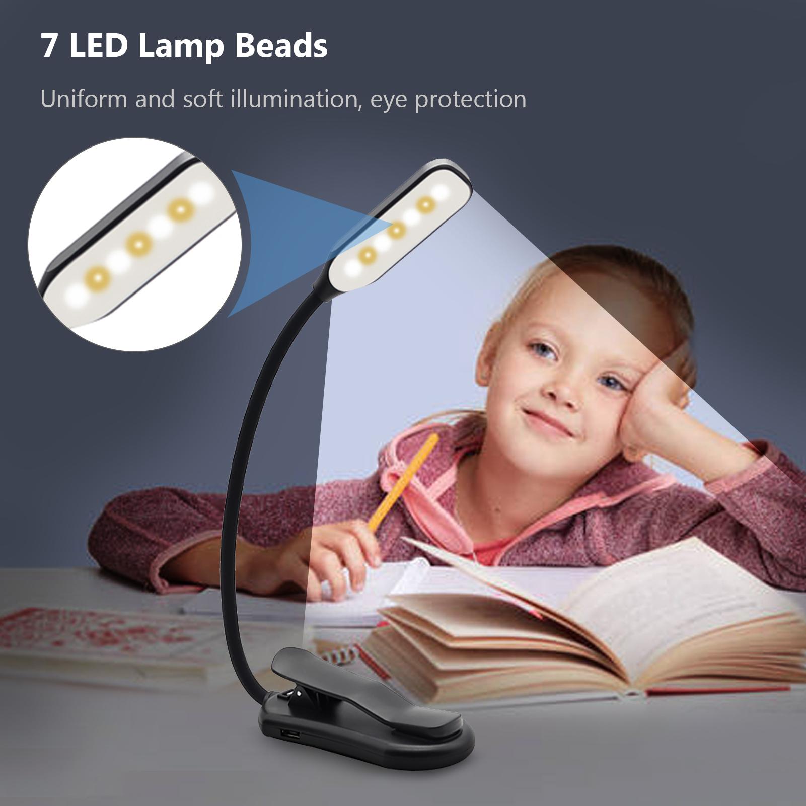 Đèn đọc sách ban đêm Công tắc cảm ứng với 7 LED và 3 độ sáng