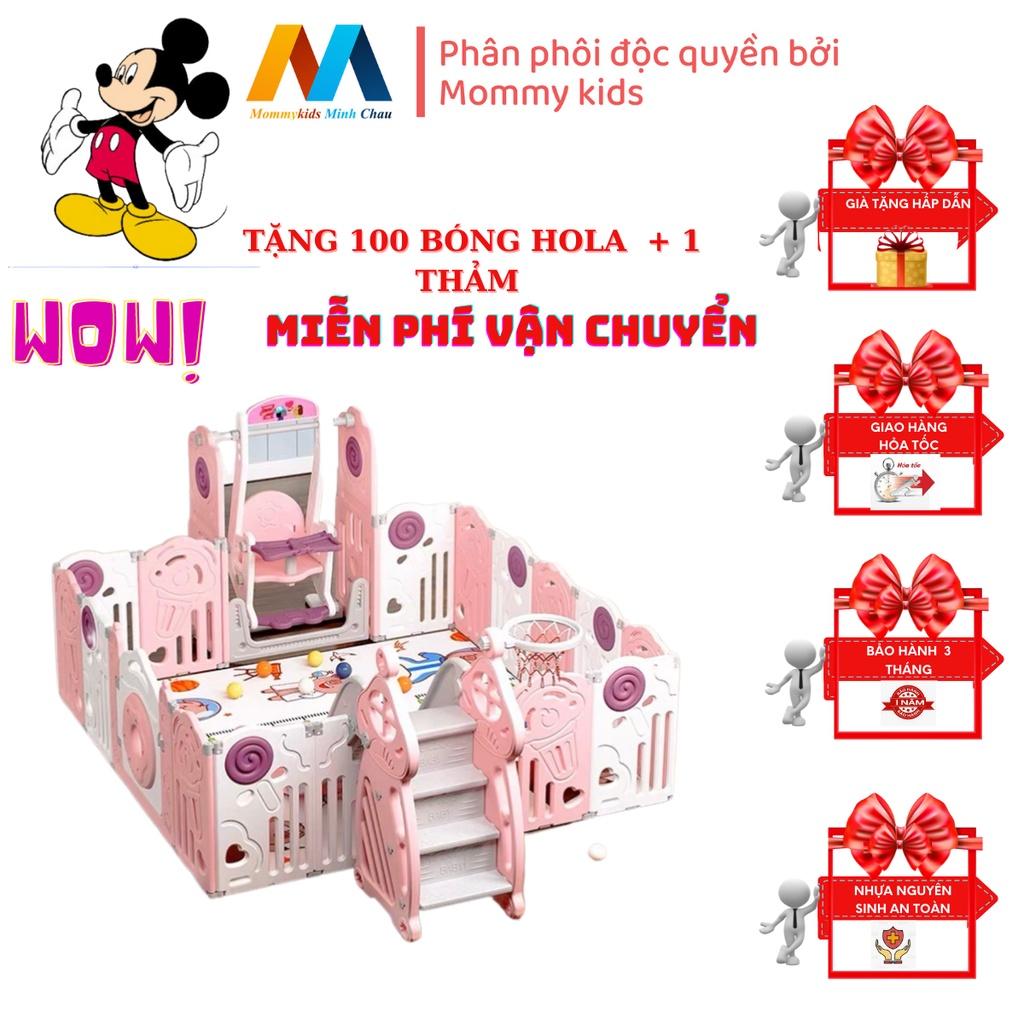 combo quây cũi MOMMYKID MINH CHÂU cầu trượt xích đu bóng rổ TẶNG THẢM 100 bónG, COMBO BÓNG RỔ