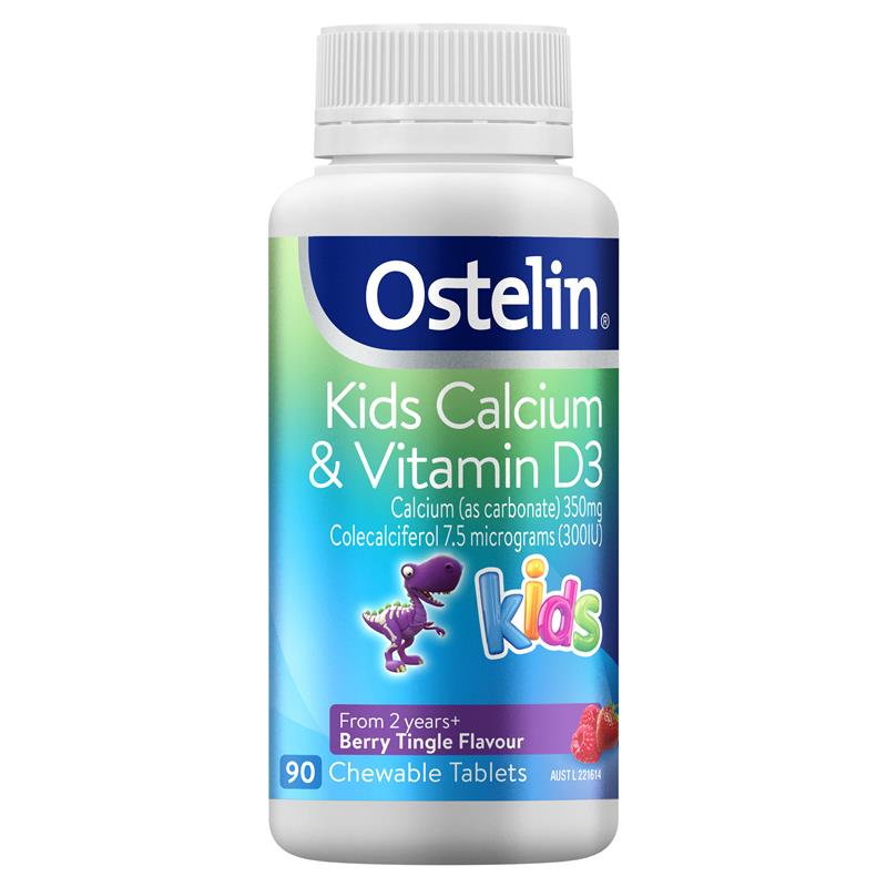 Viên kẹo bổ sung canxi và vitamin D thơm ngon Ostelin Ostelin Kids Calcium & Vitamin D3 nhập khẩu Úc 90 viên