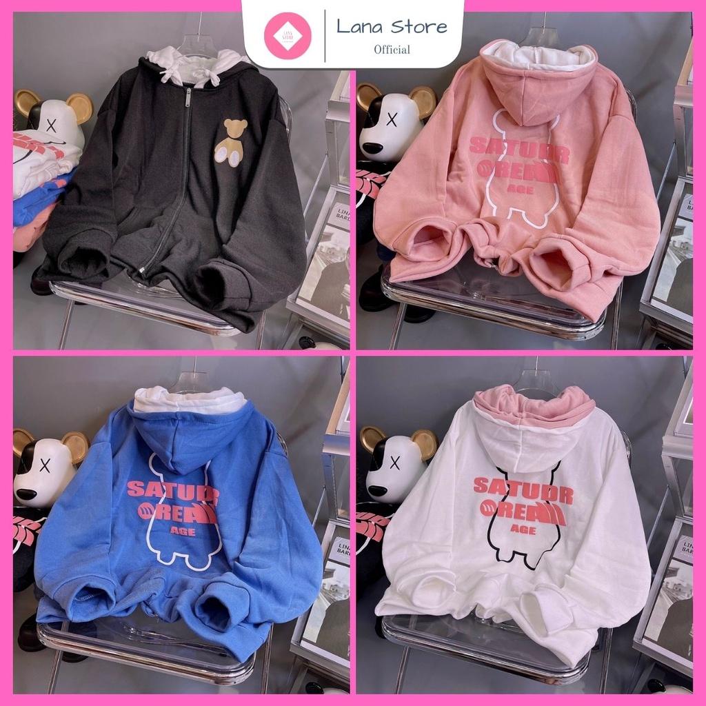 Áo Hoodie Nỉ Bông 2 Nón In Gấu Unisex Siêu Xinh Form Freesize, Áo khoác  Hoodie Nỉ Bông  Nón 2 Lớp Form Rộng Unisex, Áo Khoác Nỉ Bông In Đẹp Form Nam Nữ Mặc Cặp