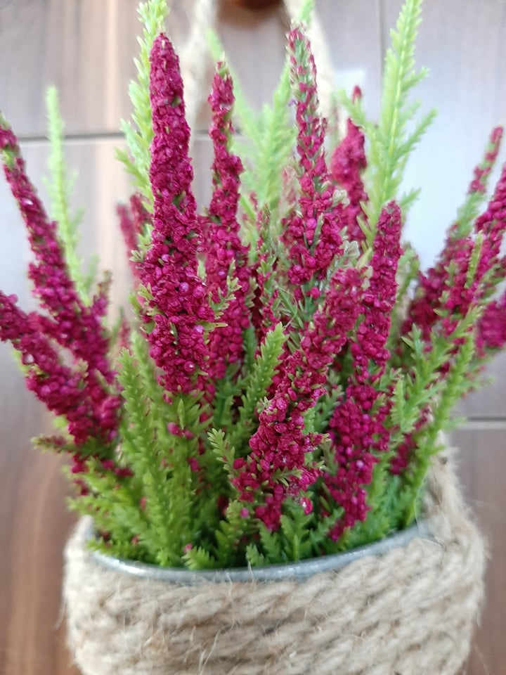 Chậu hoa lavender ( oải hương) giả nhỏ xinh vintage trang trí có quai treo