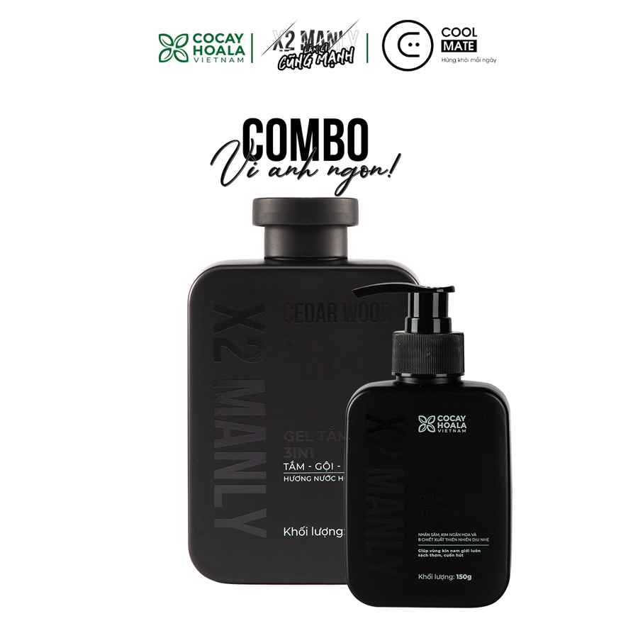 Combo Vì Anh Ngon X2 Manly - Sữa tắm gội hương nước hoa nam tính 320g & Gel vệ sinh nam 150g Cocayhoala