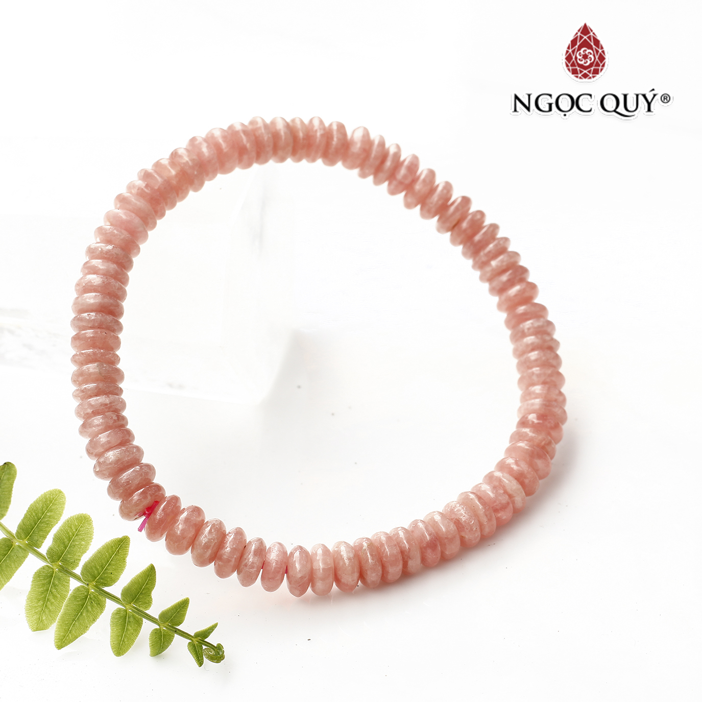 Vòng tay đá đào hoa rhodochrosite bánh xe mệnh hỏa , thổ - Ngọc Quý Gemstones